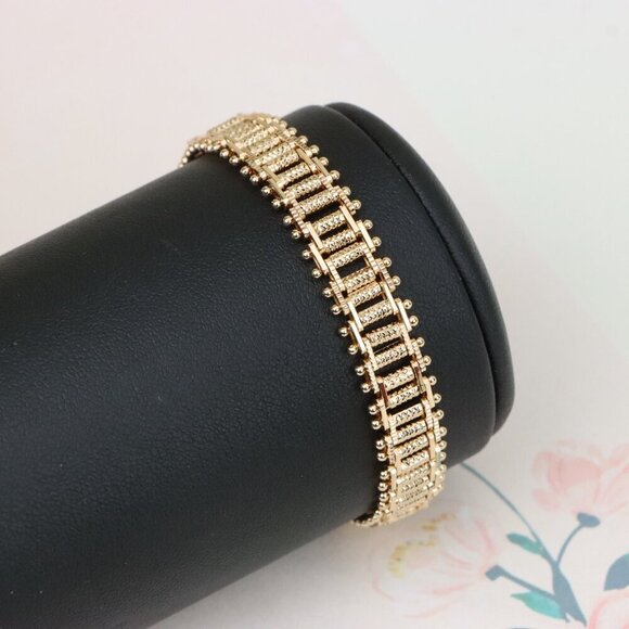 "Rose Gold Textured Chain Bracelet in High-Polish Finish, XPBL1146 - Picture 10 of 12